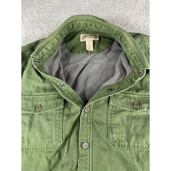 Duluth Trading Jacket Mens Large Green Canvas Fleeve Lined Warm Workwear Heavy - Picture 12 of 14